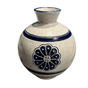 Gebruder Plein Blue Floral Pottery Vase Germany Modernist